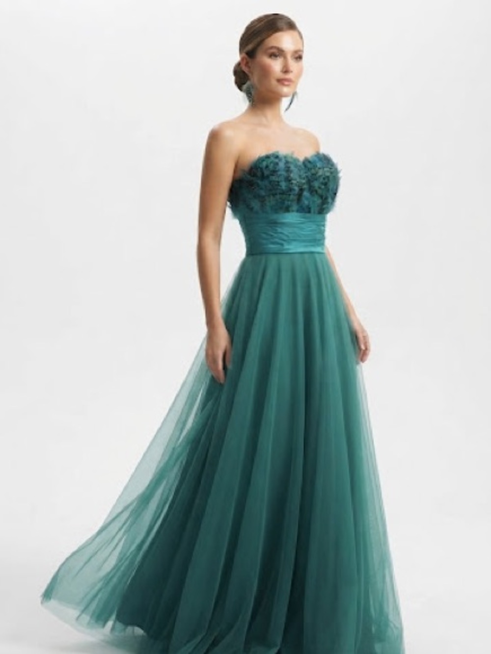 Strapless Teal Evening Gown - Elegant Formal Dress